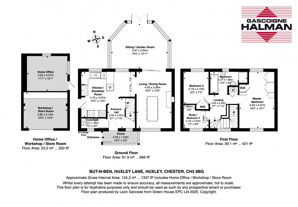 Floorplan for A modern cottage with views and glorious gardens in Huxley Lane