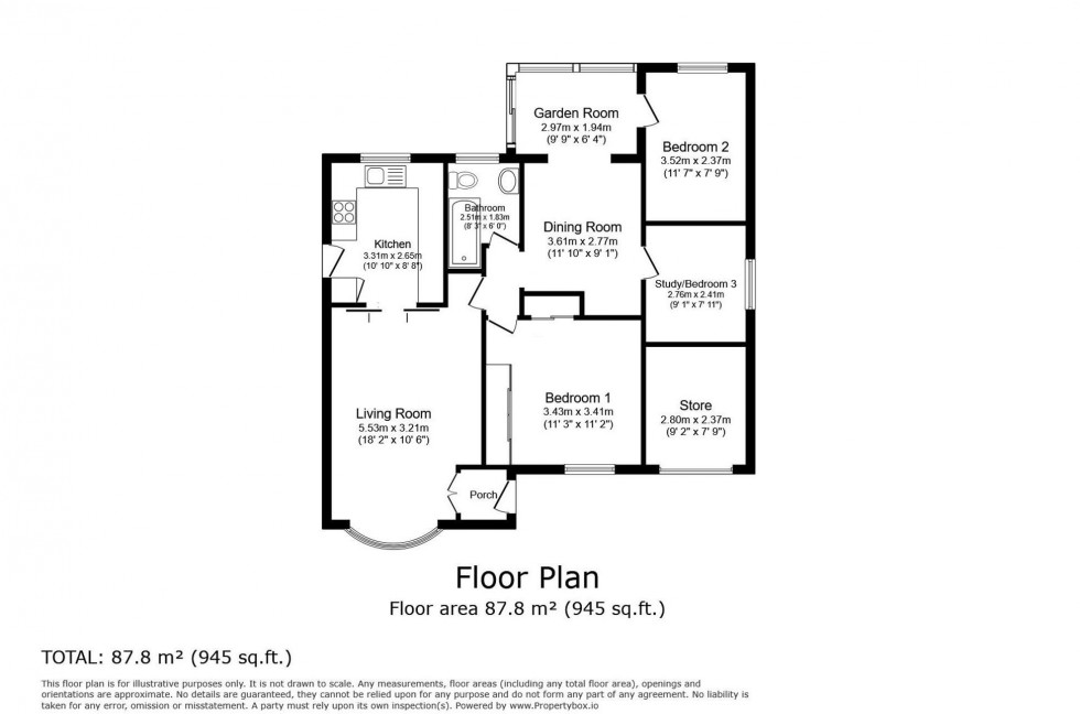 Floorplan for Impeccable bungalow with south facing garden in Brook Drive Kelsall