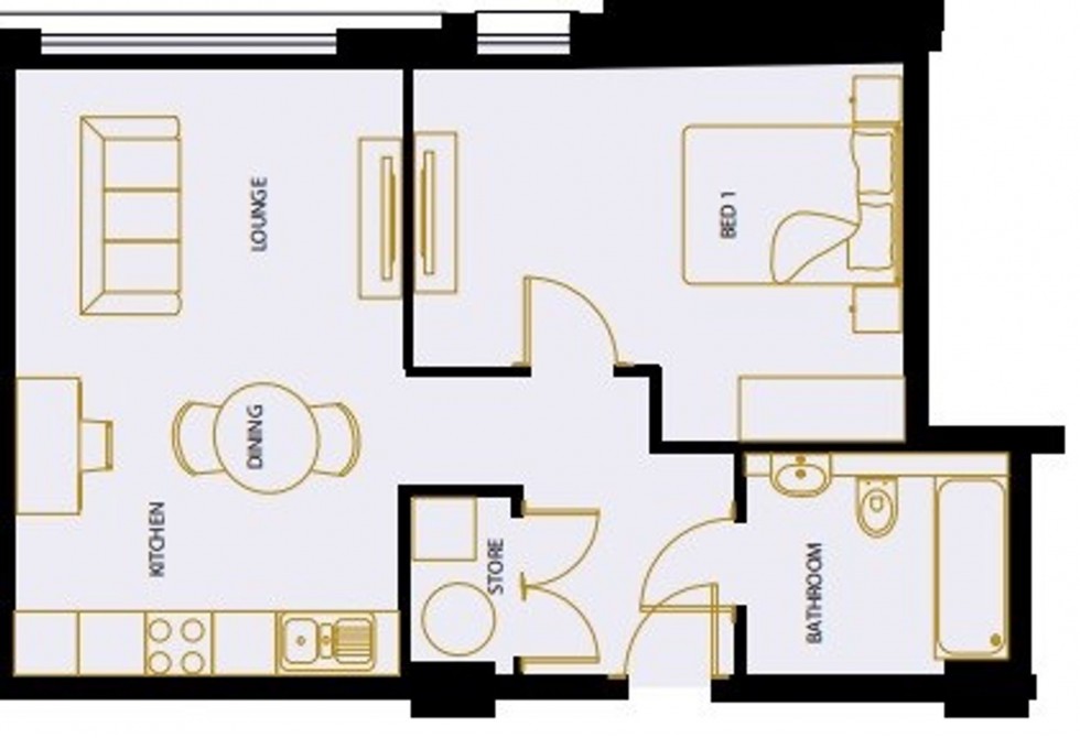 Floorplan for Apt 509 Sale Point, Cheshire, M33