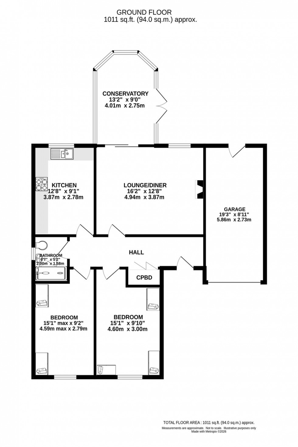 Floorplan for Beaumont Drive, Dove Holes, SK17