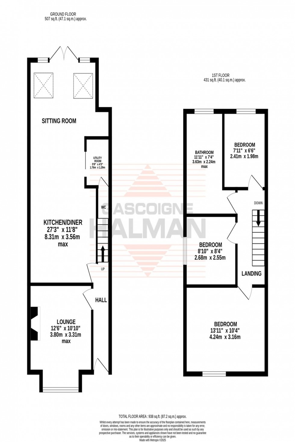 Floorplan for Hall Avenue, Sale, M33