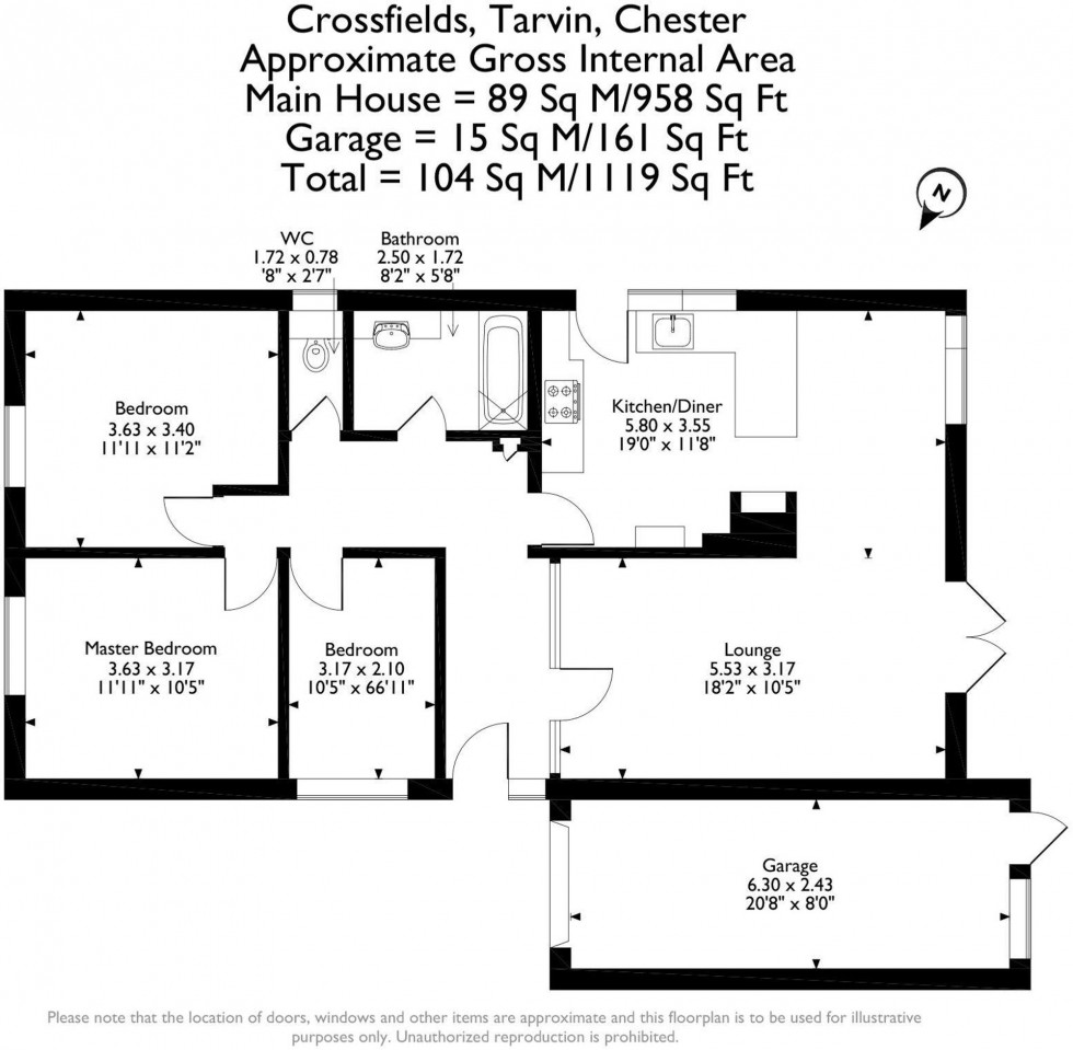 Floorplan for Crossfields, Tarvin, CH3