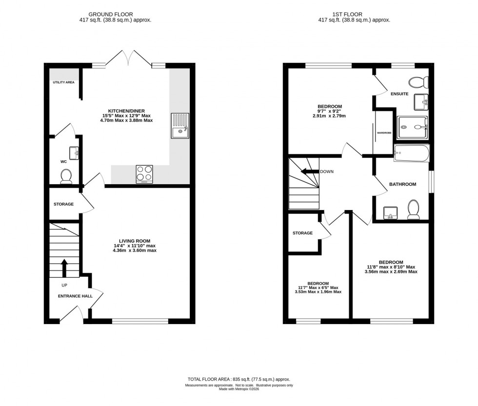 Floorplan for Violet Way, Holmes Chapel, CW4