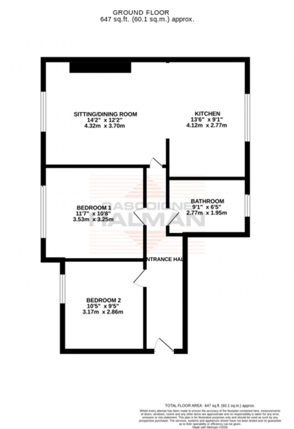 Floorplan for Balliol Court, Sale, M33