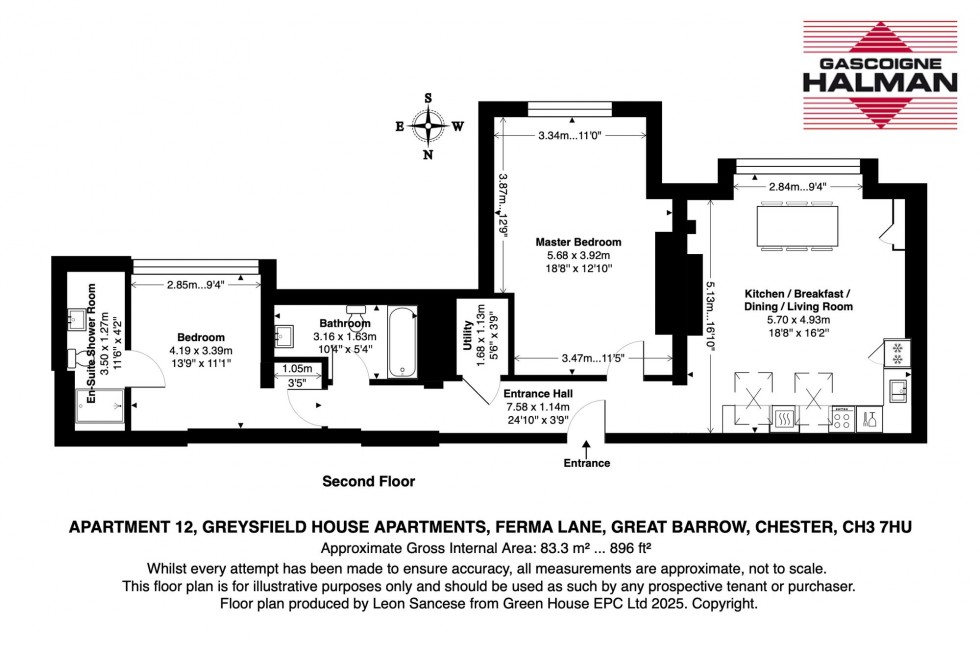 Floorplan for Ferma Lane, Great Barrow, CH3