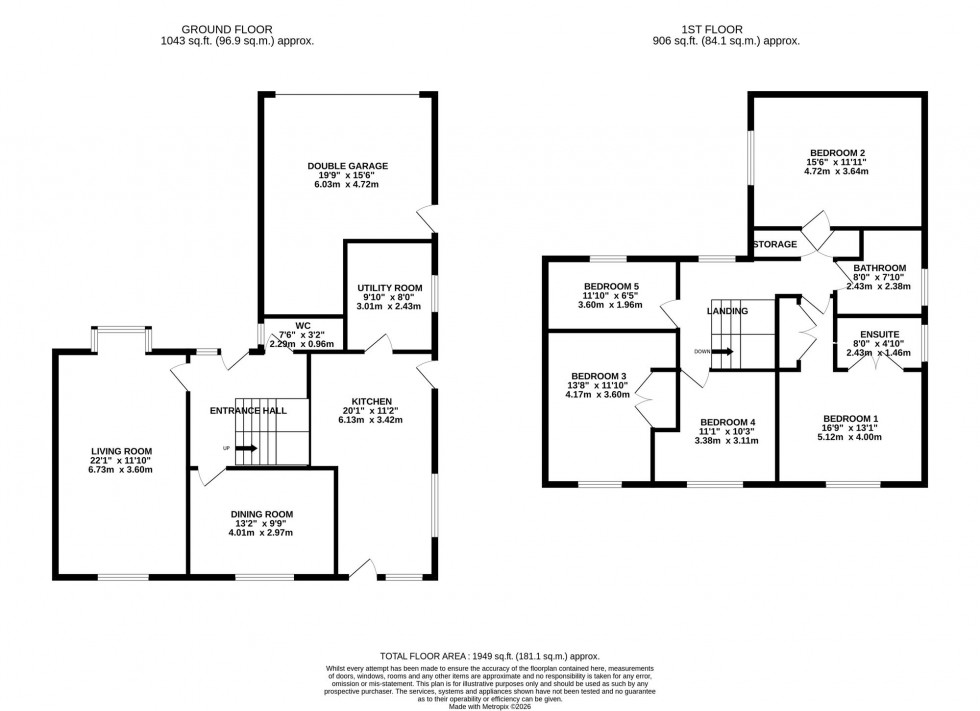 Floorplan for Woodland Drive, Lymm, WA13