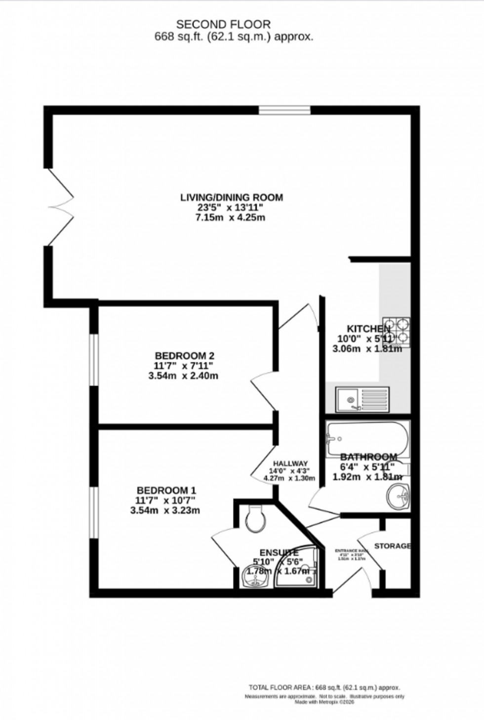 Floorplan for Fog Lane, Merlin House, M19