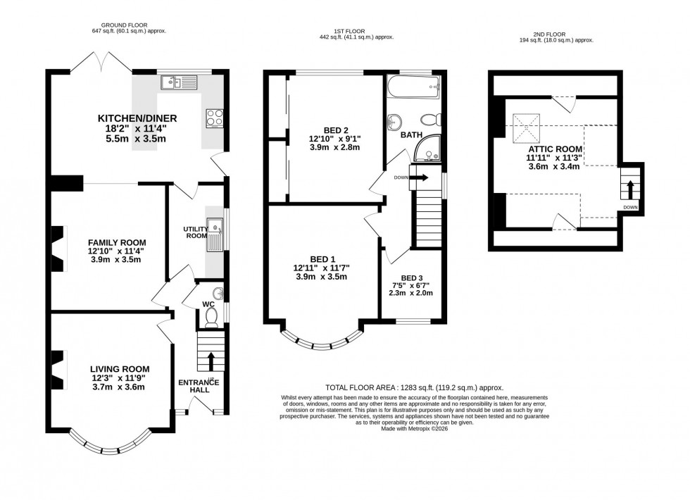 Floorplan for Priory Road, Bowdon, WA14