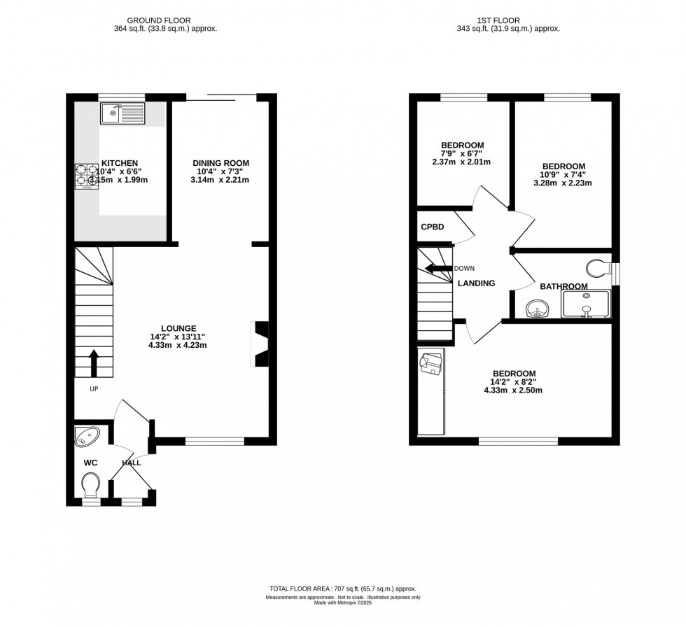 Floorplan for Danesway Cottages, Chapel-En-Le-Frith, SK23
