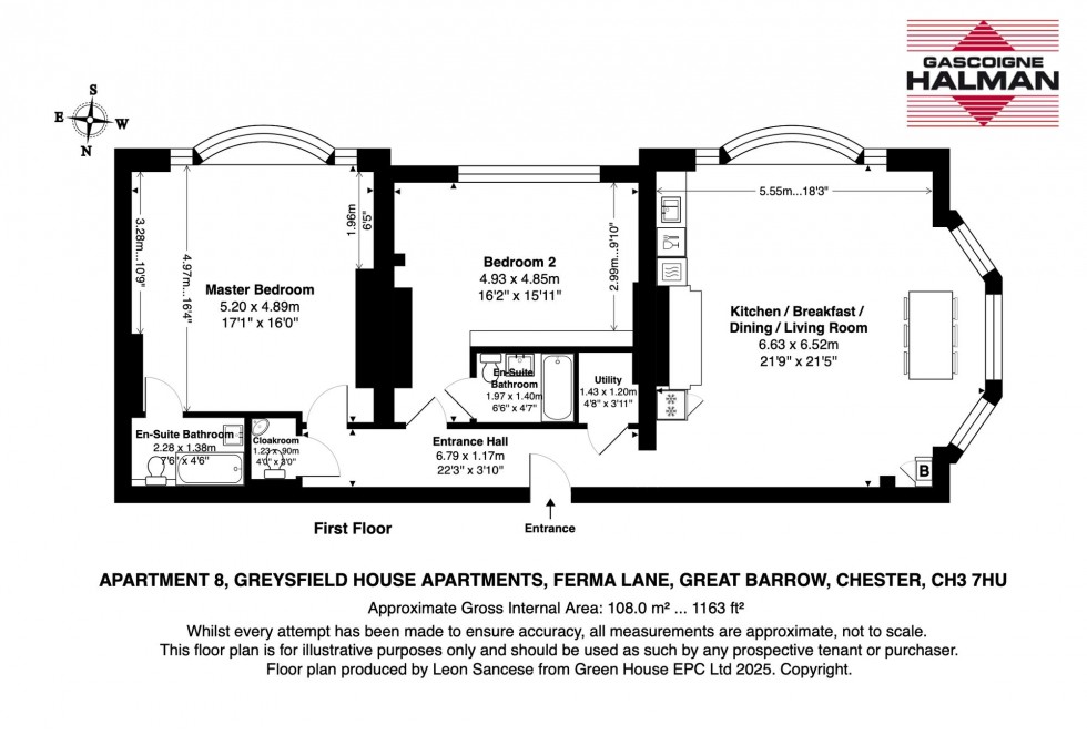 Floorplan for Greysfield House, Ferma Lane, CH3